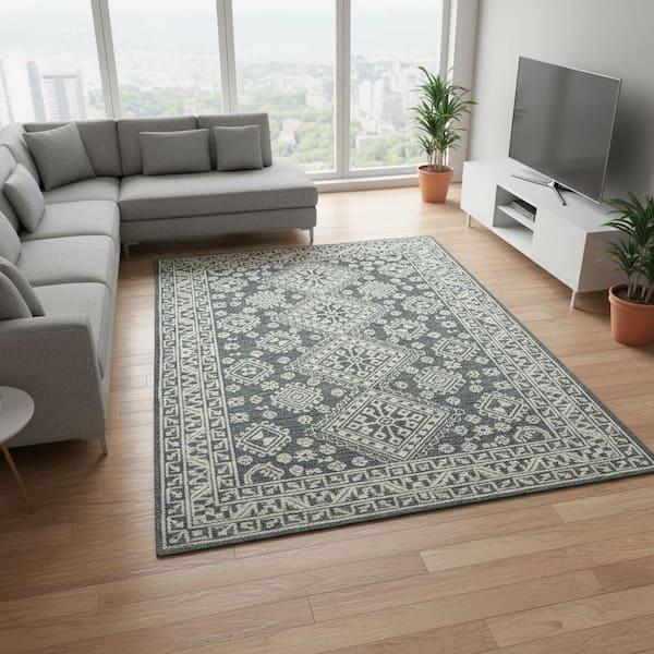 8 ft. x 11 ft. Multi-Colored Wool Geometric Hand Hooked Area Rug