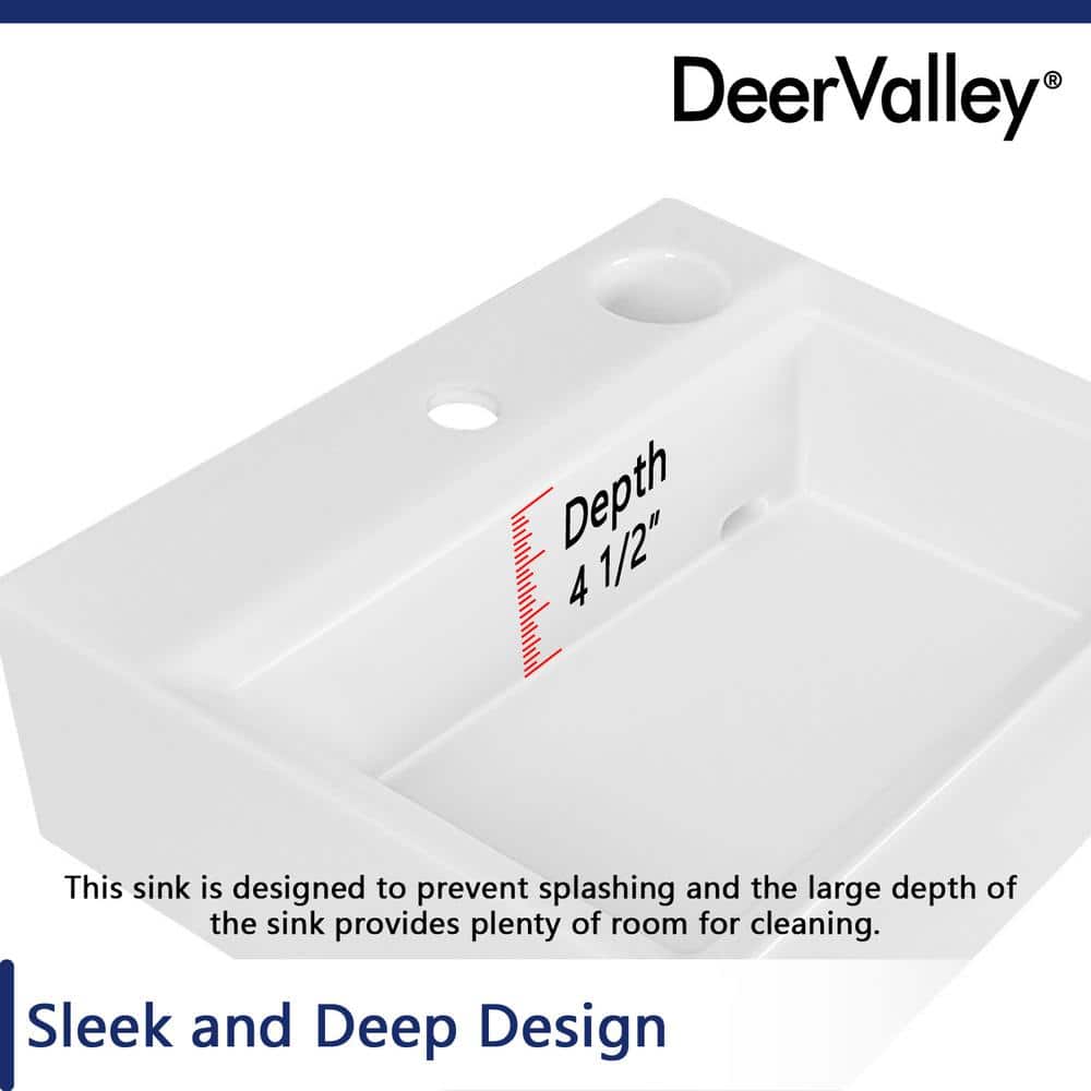 20.5'' White Ceramic Rectangular Vessel Bathroom Sink