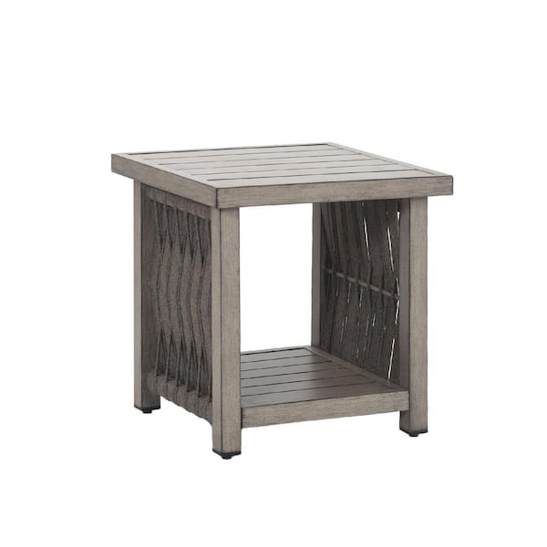 19.5 in. W Gray Aluminum Square Outdoor Side Table for Outdoors, Patio, Pool and Porch