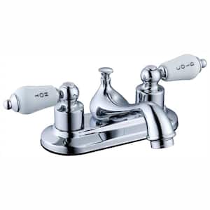 Teapot 4 in. Centerset Double-Handle Low-Arc Bathroom Faucet in Polished Chrome