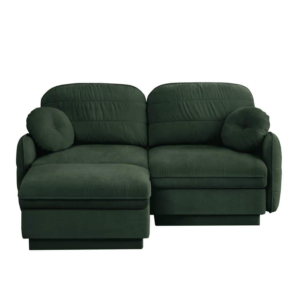 72 in. Armless 2-piece Chenille L-Shaped Sectional Sofa with Movable Ottoman in Green durable construction price history on PriceWatchPro