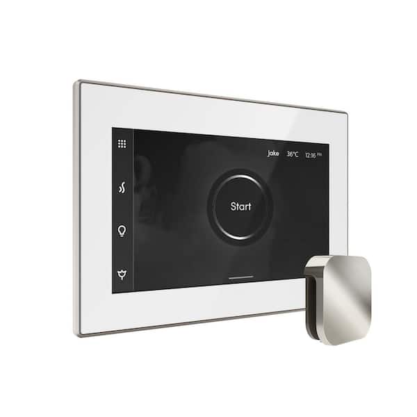 XDream Steam Shower Control Package with iSteamX Control and Linear Steamhead in White Polished Nickel