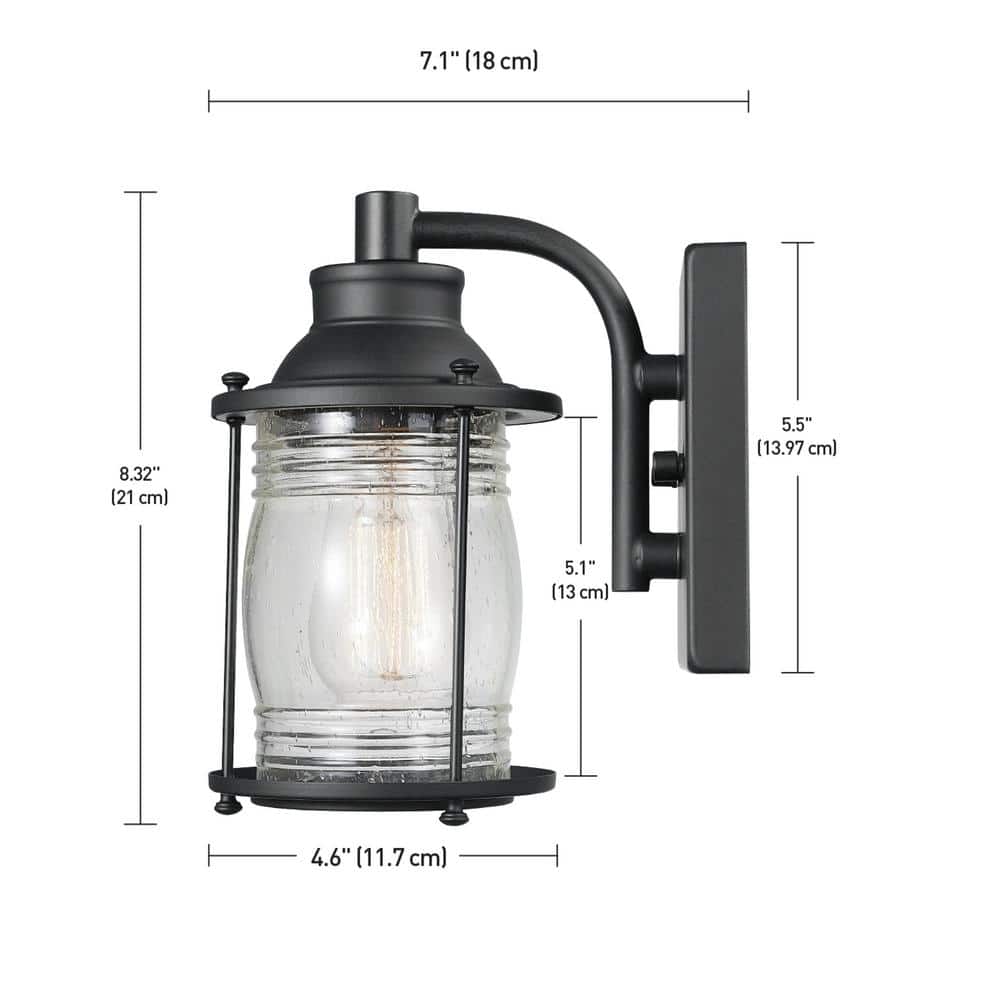 Elegant Donovan Bronze 8.3" Indoor/Outdoor Wall Sconce with Ribbed Seeded Glass