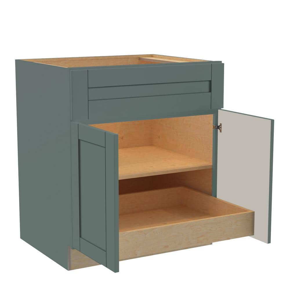 Washington 30 in. W x 24 in. D x 34.5 in. H Assembled Plywood Base Kitchen Cabinet in Green with Soft Close Doors price history on PriceWatchPro