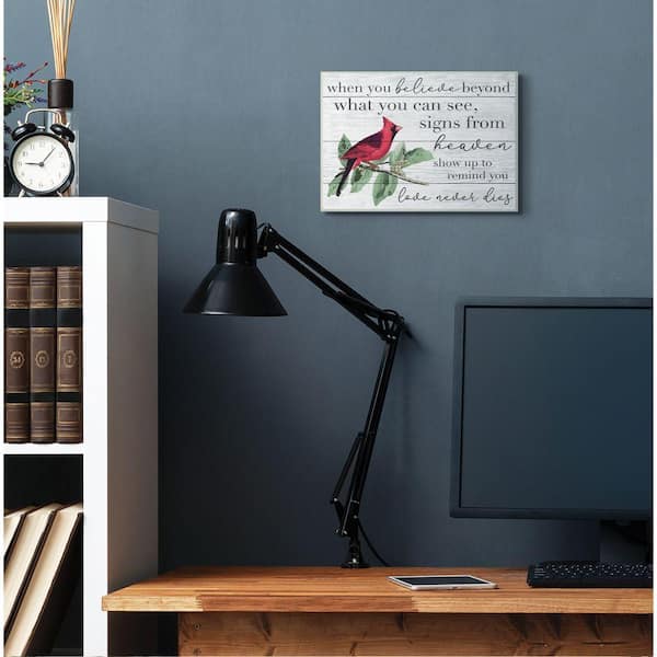 "Believe Love Never Dies Cardinal Bird" by Daphne Polselli Wood Religious Wall Art 15 in. x 10 in.