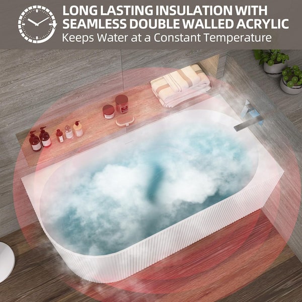 Zeafive Lax 59 in. x 29.5 in. Soaking Bathtub Right Corner