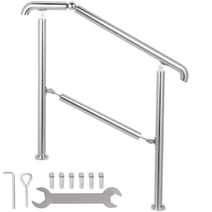 Stainless Steel Handrail fit for Level Surface and 4 to 5 Adjustable Stair Outdoor Step Railings 441 lb. Capacity