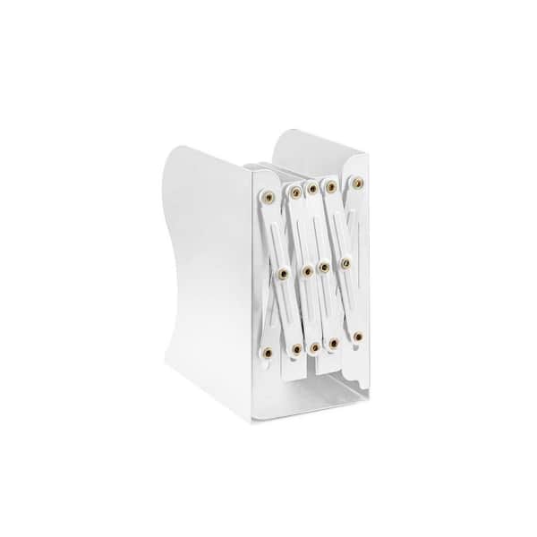 White Adjustable Metal Bookends for Heavy Books with Dividers, Non-slip Desk Organizer (2-Pack)