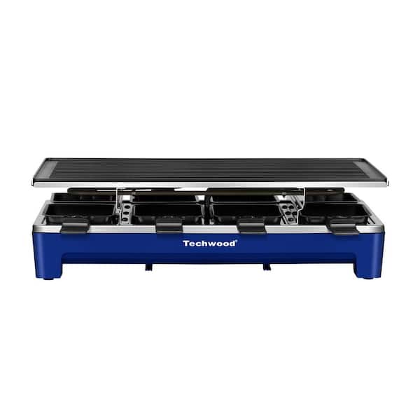 Elexnux 200 sq. in. Blue Stainless Steel Smokless Indoor Grill with Removable Plates