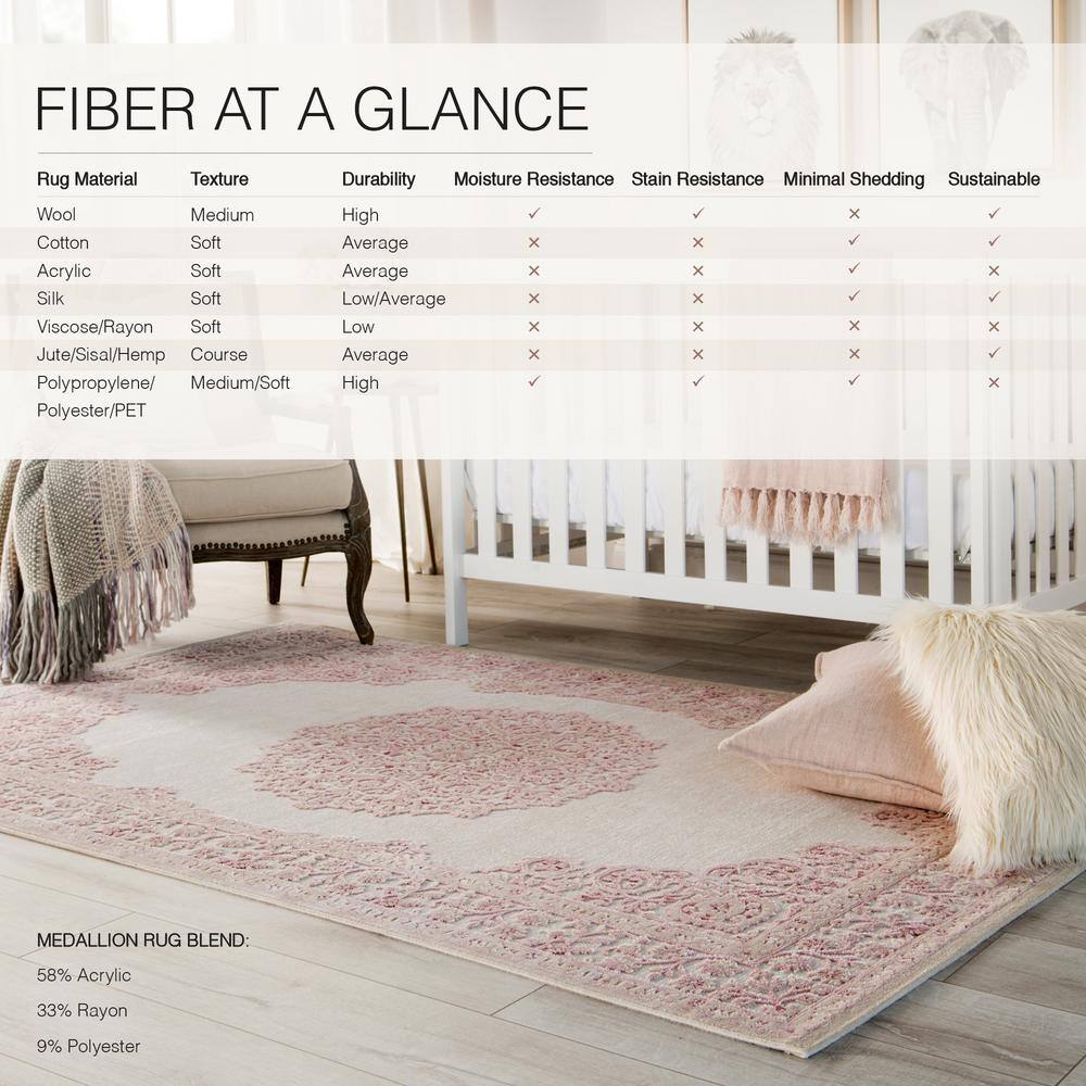 Gray Medallion Tufted Rectangular Wool-Chenille Blend Rug