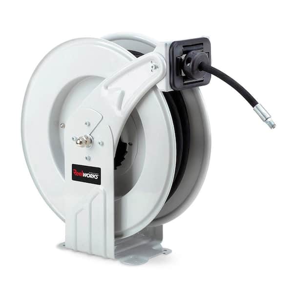 Elite 1/4 in. x 50 ft. Steel Dual Arm Pedestal Grease Hose Reel SAE 100R2AT