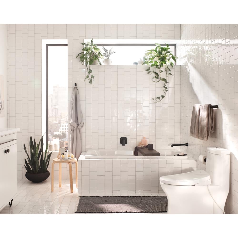 White Electronic Bidet Toilet Seat with Heated Water and Night Light