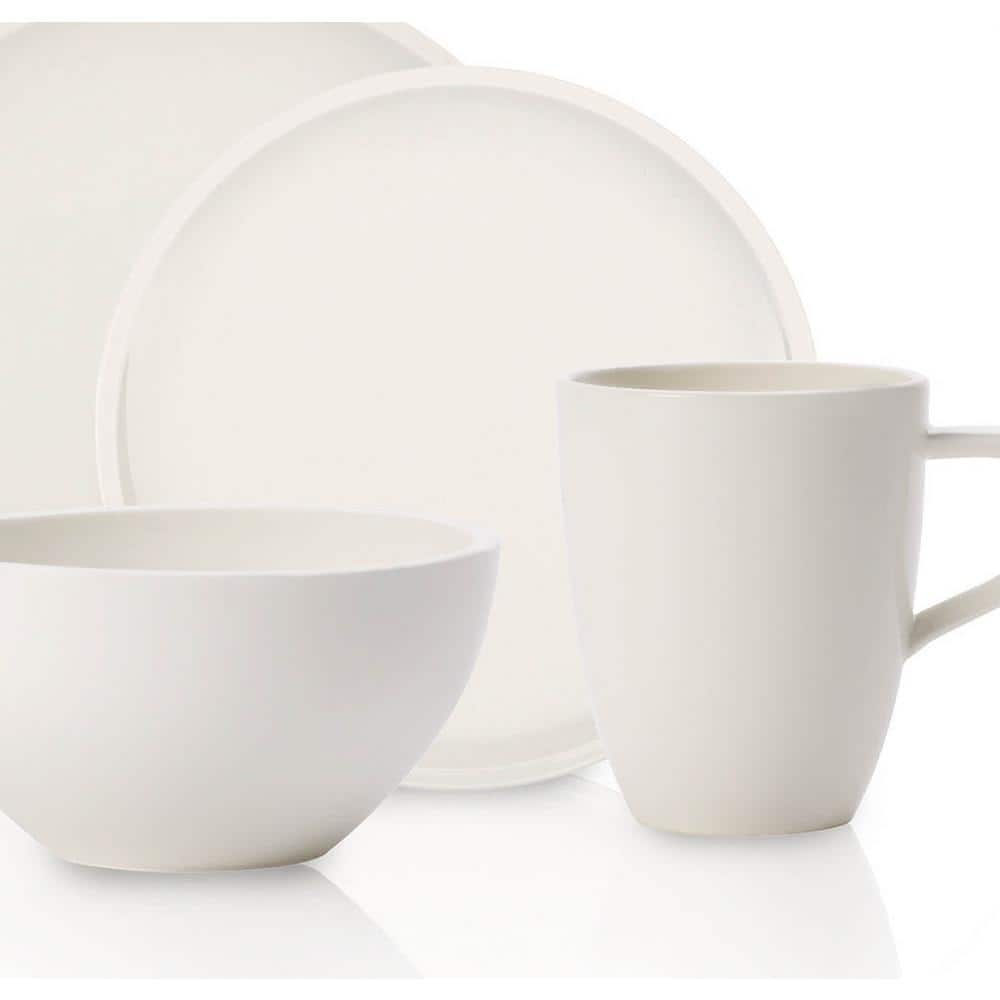 White Porcelain 4-Piece Dinnerware Set, Service for 1