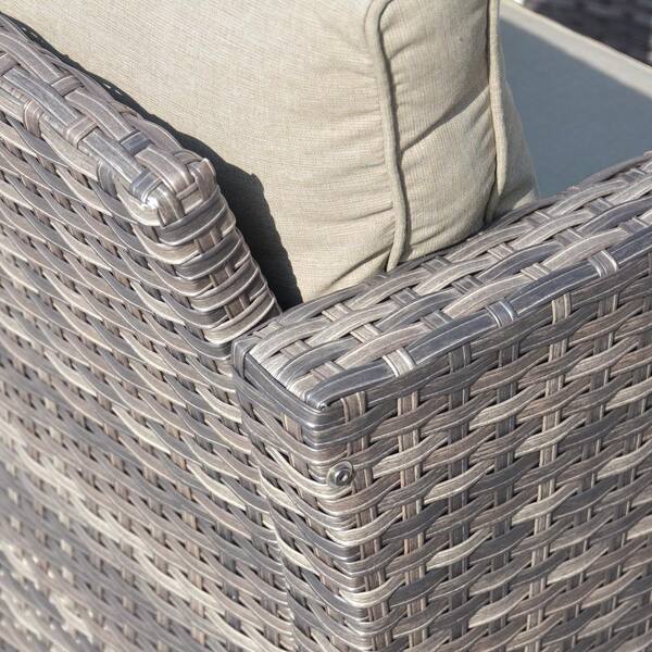 XIZZI Megon Holly Gray 6-Piece Wicker Outdoor Patio Conversation