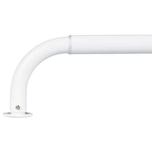 96 in. - 144 in. Wraparound Single Curtain Rod in Glossy White
