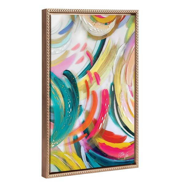Kate and Laurel Bright Modern Abstract Colorful Wall Art" 1-Piece Gold Framed Canvas Art Print, 18 in. x 24 in.