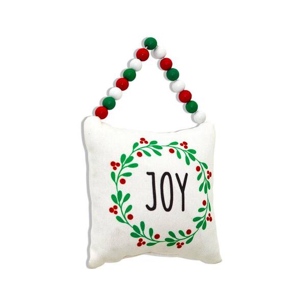 Set of 2 Red Beaded Joy & Noel Christmas Throw Pillows 19