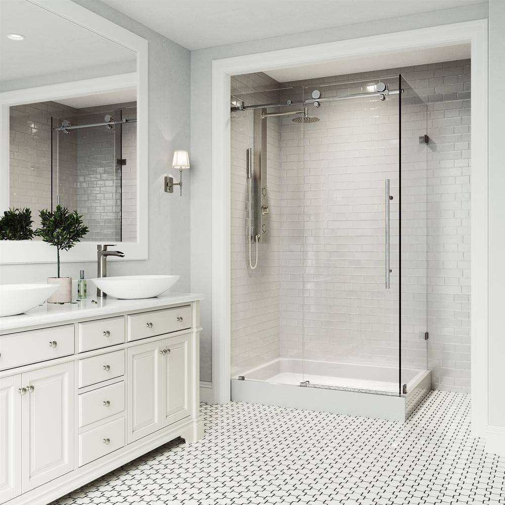 Elan E-Class Chrome Frameless Sliding Shower Enclosure with Clear Glass