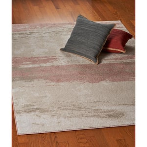 Mya Modern Abstract Ivory/Blush 7 ft. 9 in. x 9 ft. 5 in. Brush Stroke Area Rug