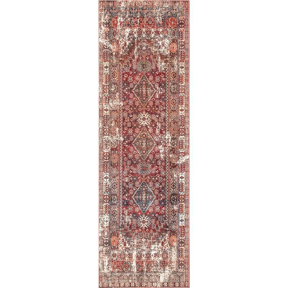 nuLOOM Farley Medallion Fringe Rust 3 ft. x 8 ft. Runner Rug KHMC07B