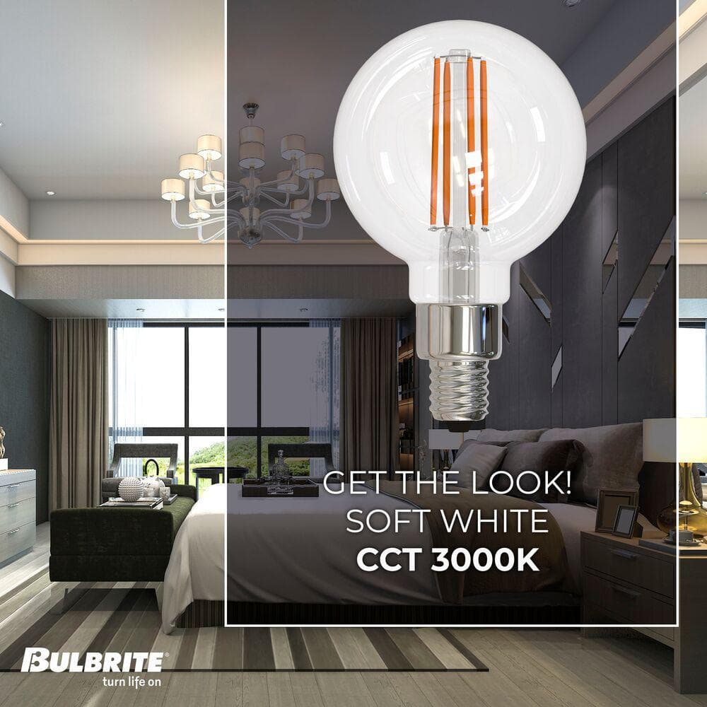 Clear Glass Dimmable LED Filament Candelabra Bulbs Pack of 4