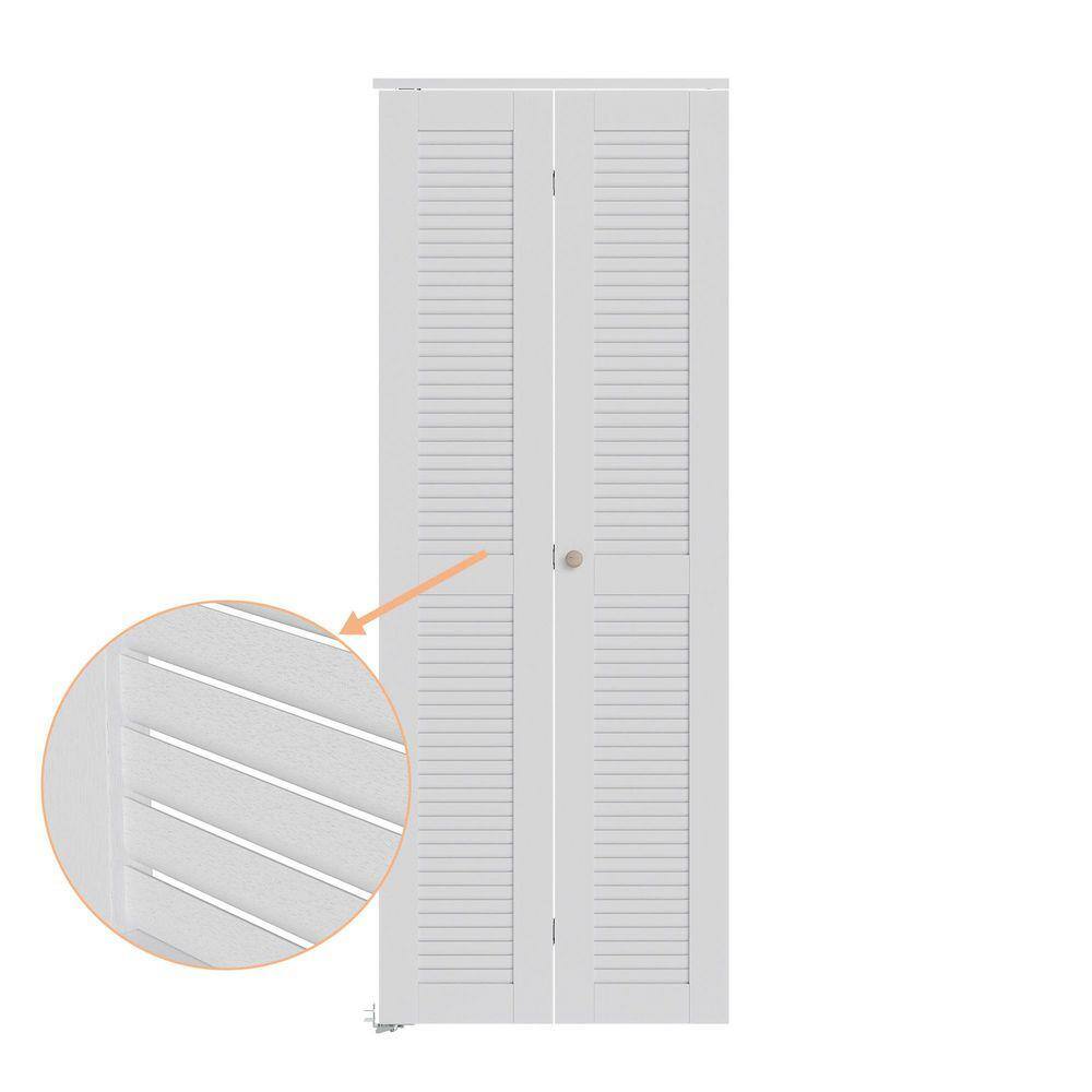 SOCBAZZAR 28 in. x 78.75 in. Full Panel Louvered Solid Core White