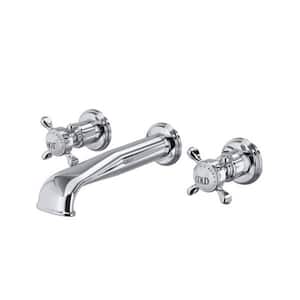 Edwardian Double Handle Wall Mounted Faucet in Polished Chrome