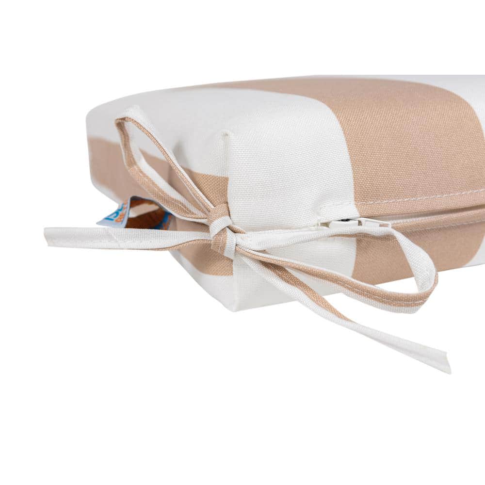 Champagne and White Striped All-Weather Outdoor Chair Cushion Set