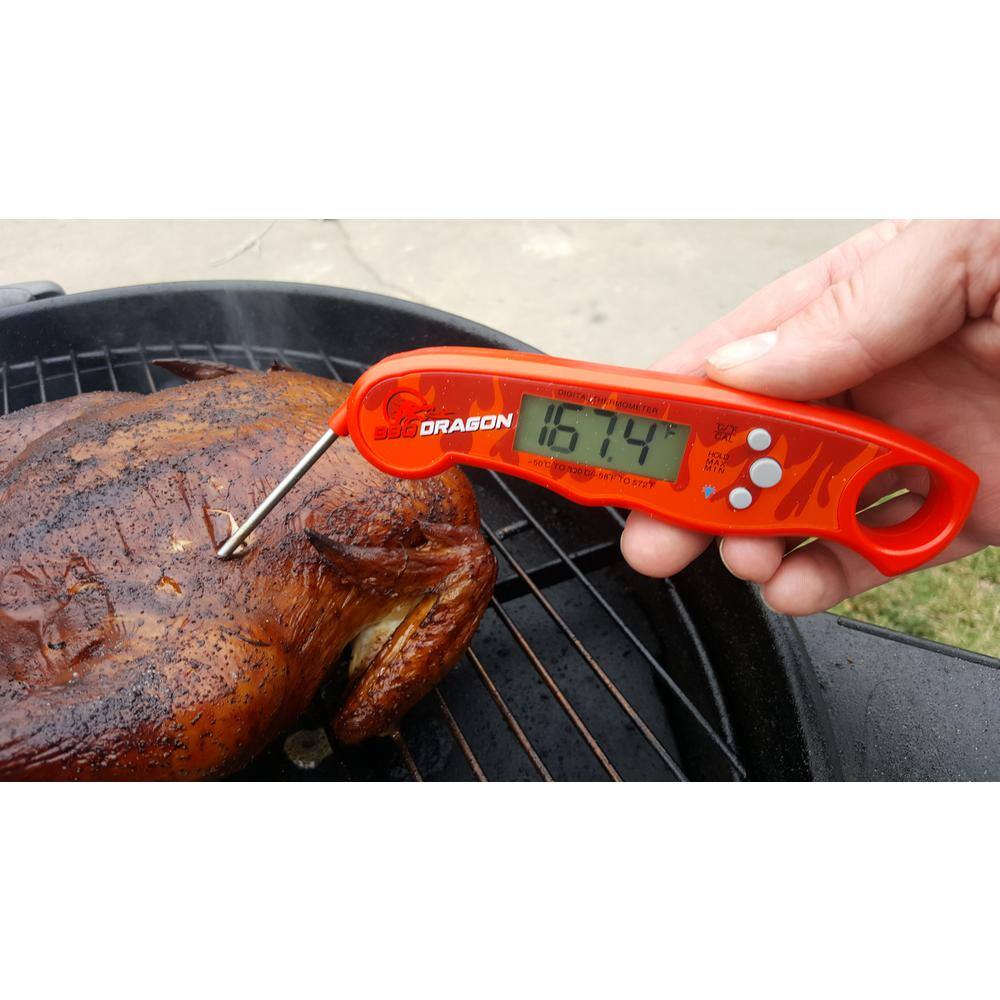 BBQ Dragon Red Digital Waterproof Instant-Read Meat Thermometer