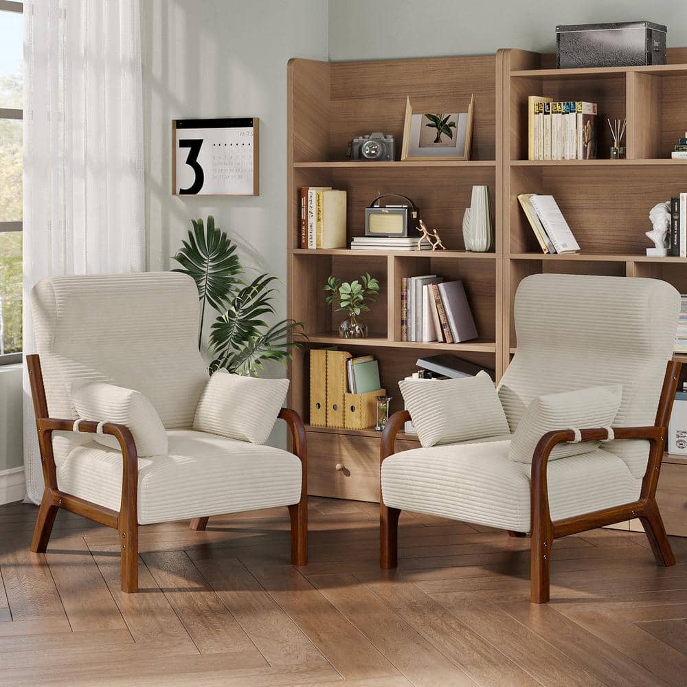 Bestier 34.7 in. H Off White Modern Armchair Upholstered