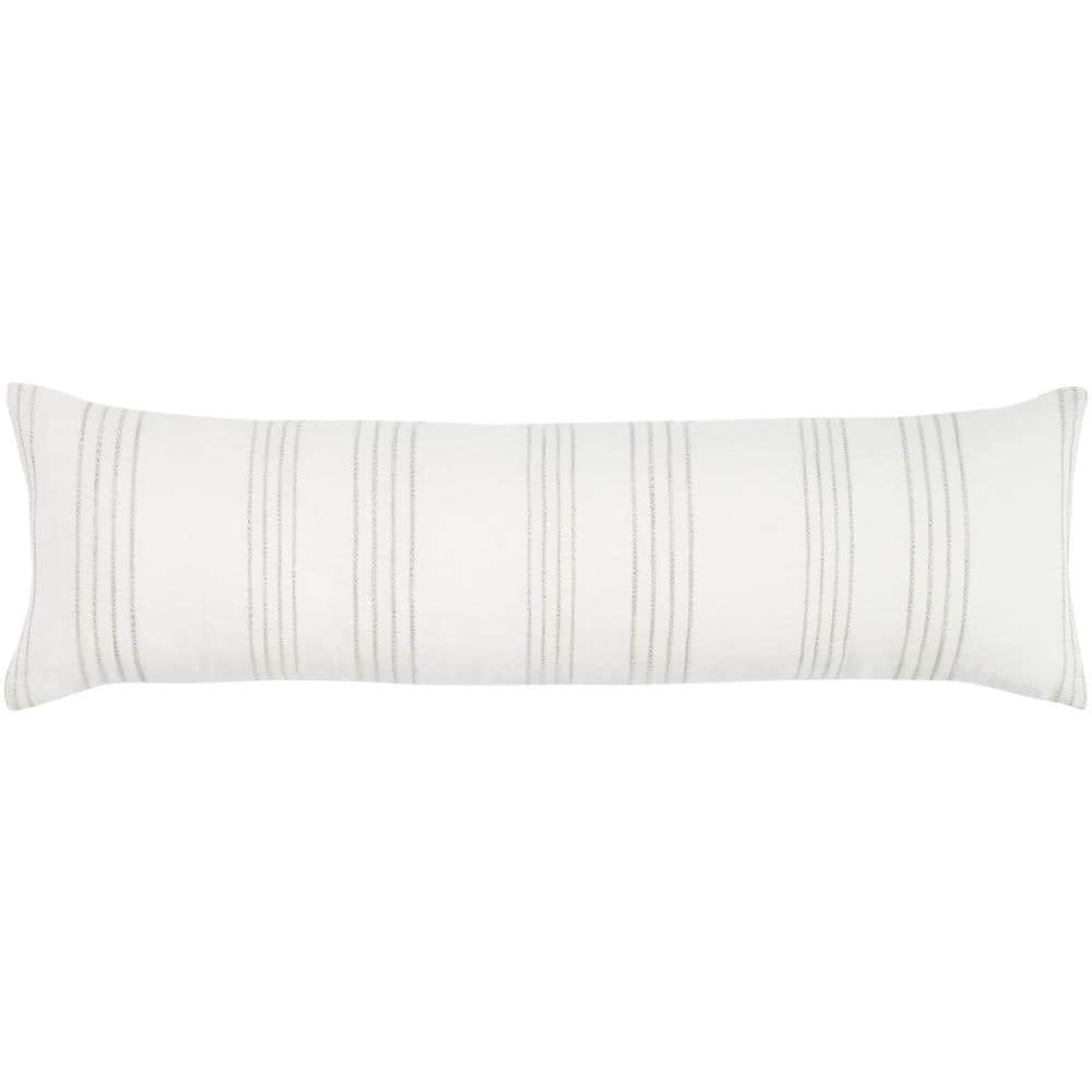 Origin 21 Striped Grey-white Rectangular Lumbar Pillow at