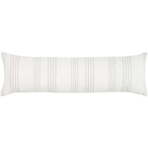 Lifestyles White and Gray Striped 12 in. x 40 in. Rectangle Throw Pillow