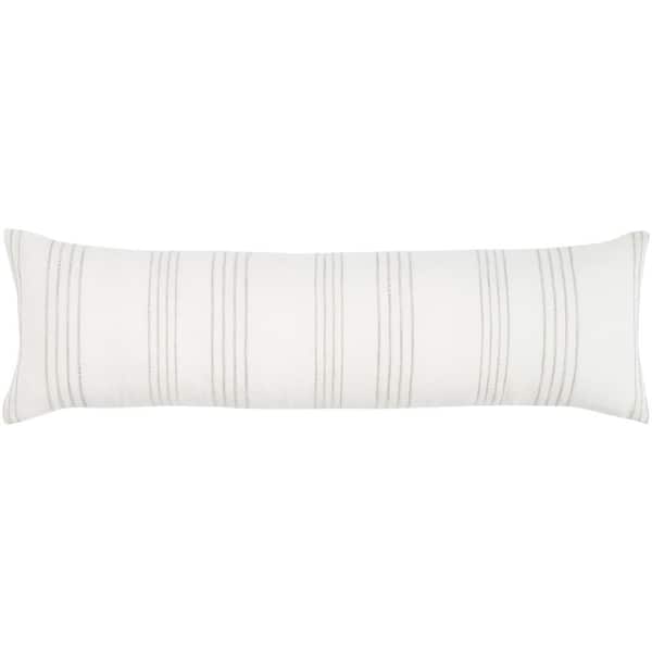 Mina Victory Lifestyles White and Gray Striped 12 in. x 40 in. Rectangle Throw Pillow
