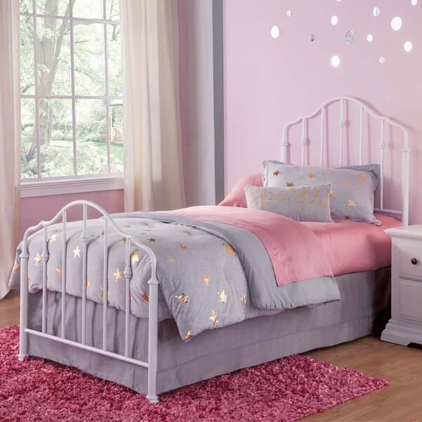 Fashion Bed Group Lorna Warm White Twin Kids Bed with Metal Duo Panels and Accented Spindles