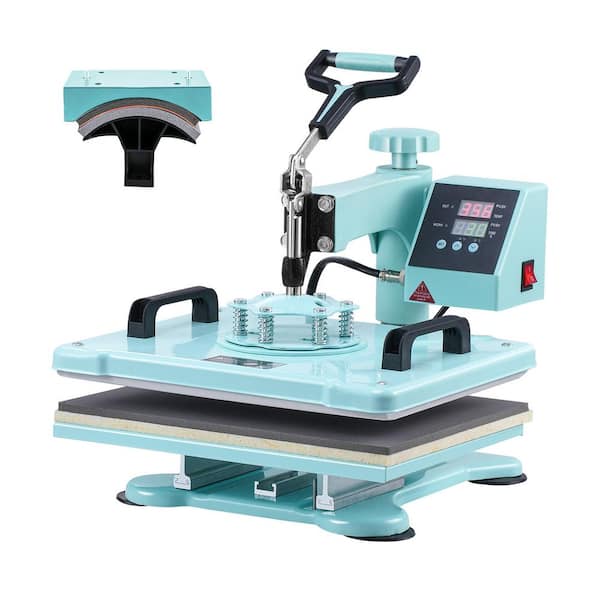 Heat Press Machine, 2 in 1,12 x 15 in., Heat Transfer with Hat Press, 360° Swing Away for T-Shirts/Hats/Caps, Green