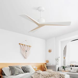 52 in. Smart Indoor White Unique Design Ceiling Fan with 3 ABS Blade, DC Motor, Remote Control for Bedroom, Living room