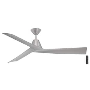 Easton 60 in. Indoor/Outdoor Brushed Nickel with Silver Blades Ceiling Fan with Remote Included