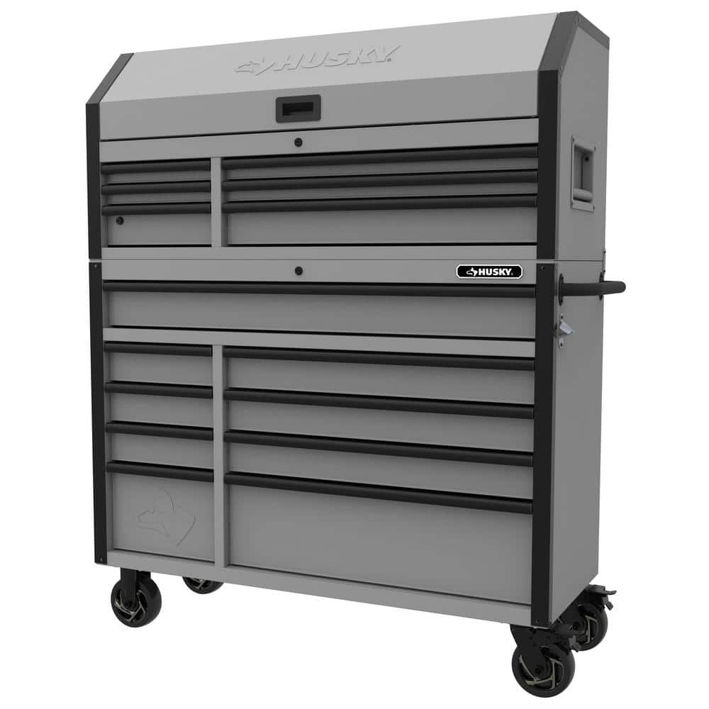 Husky Tool Storage 52 in. W Heavy Duty Matte Gray Tool Chest Combo