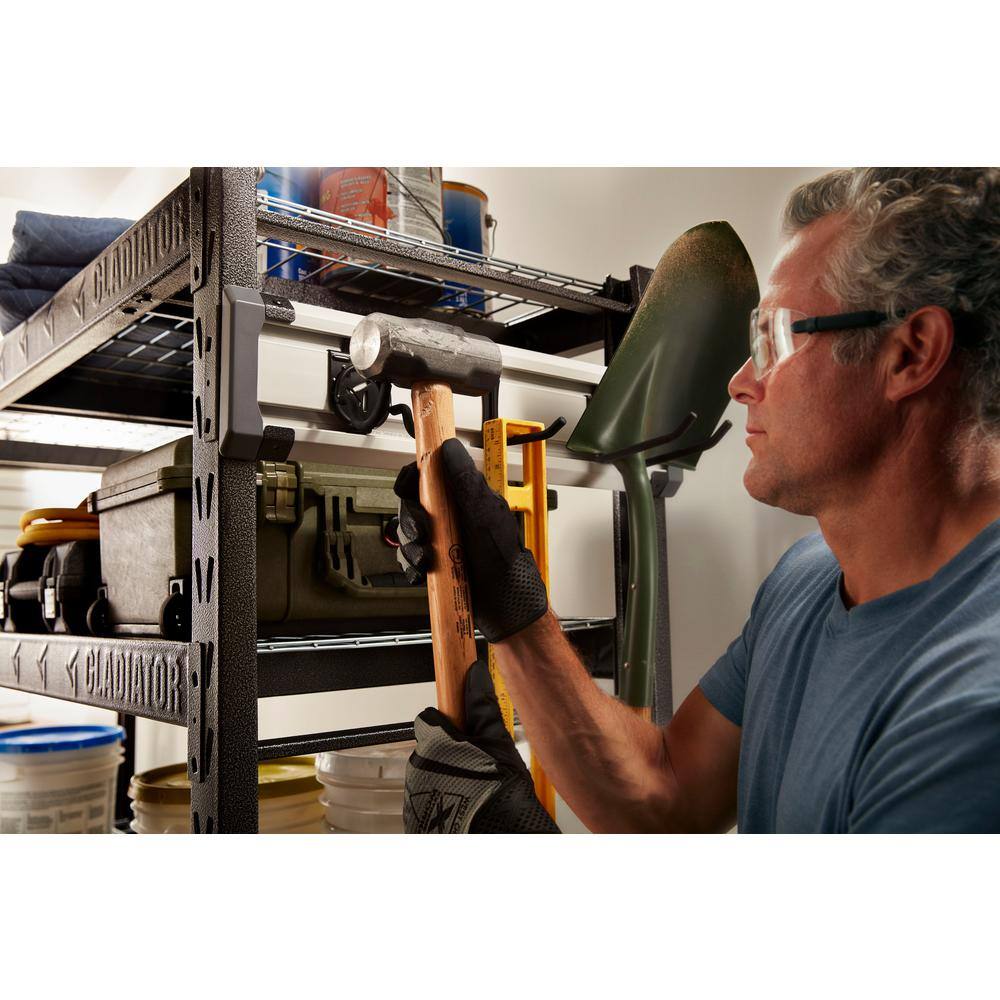 24" Gray PVC Industrial GearTrack Rack with Hooks