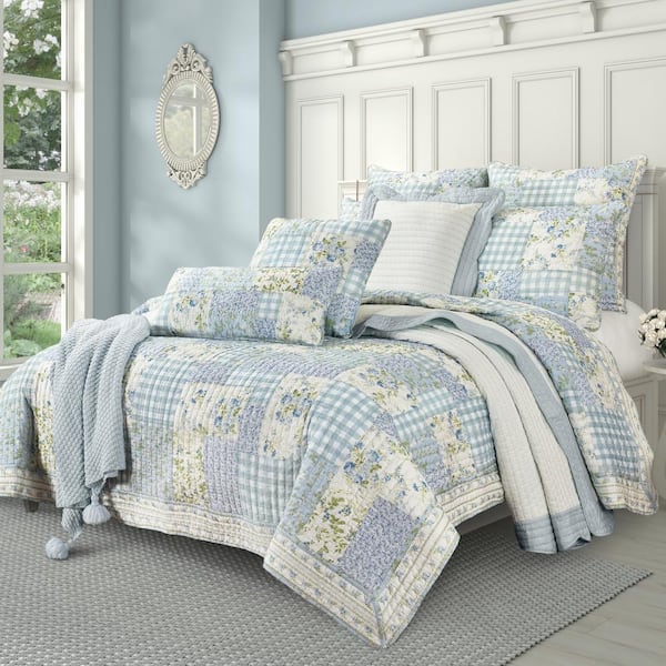 Kara Blue Cotton King/Cal King Quilt