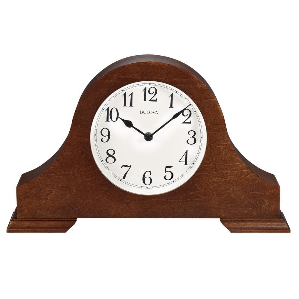 Bulova 8.25 in. H x 13.75 in. W Pendulum table clock with chime in a warm brown cherry finish -  B1931
