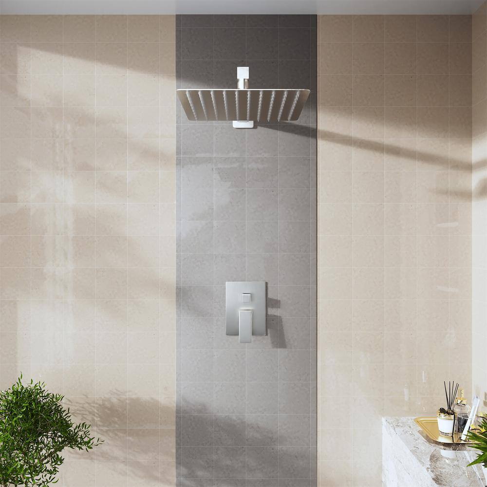 15.75" Brushed Nickel Wall Mounted Square Shower Arm with Flange