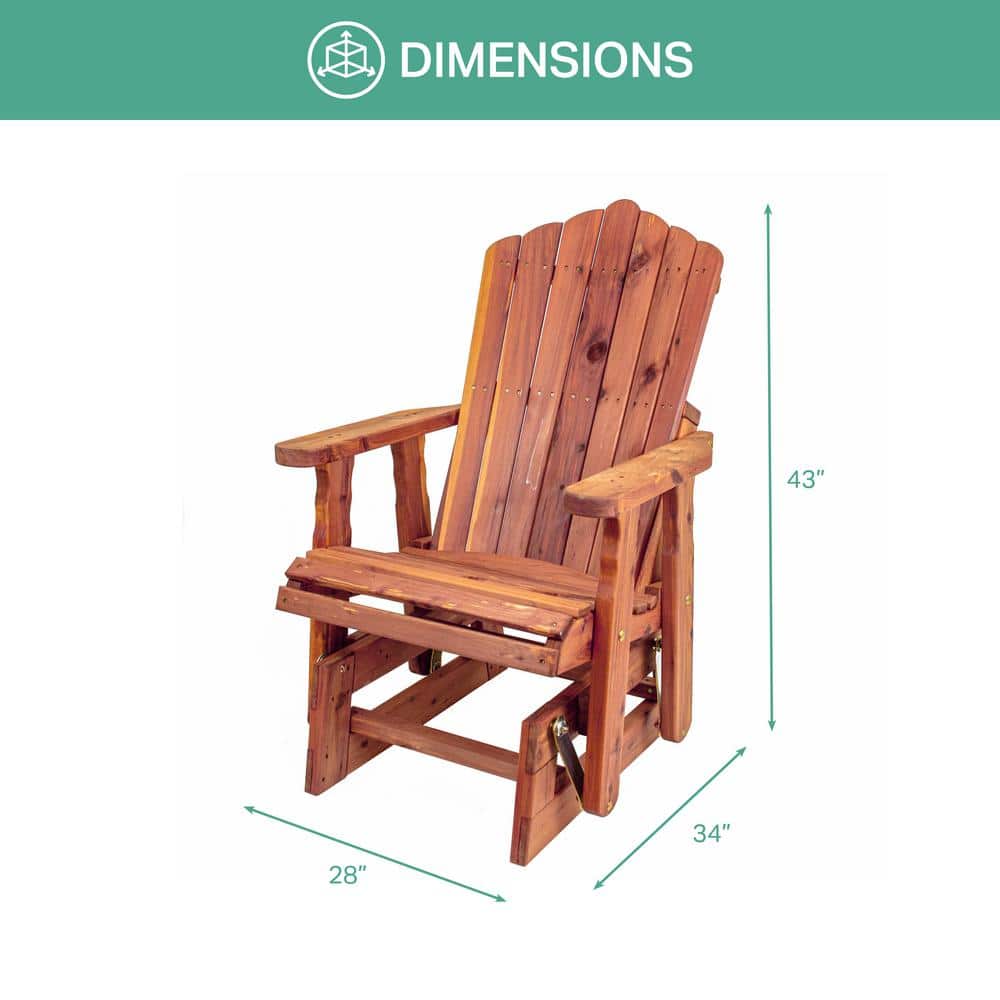 Natural Cedar Wood Adirondack Glider Chair with Arms