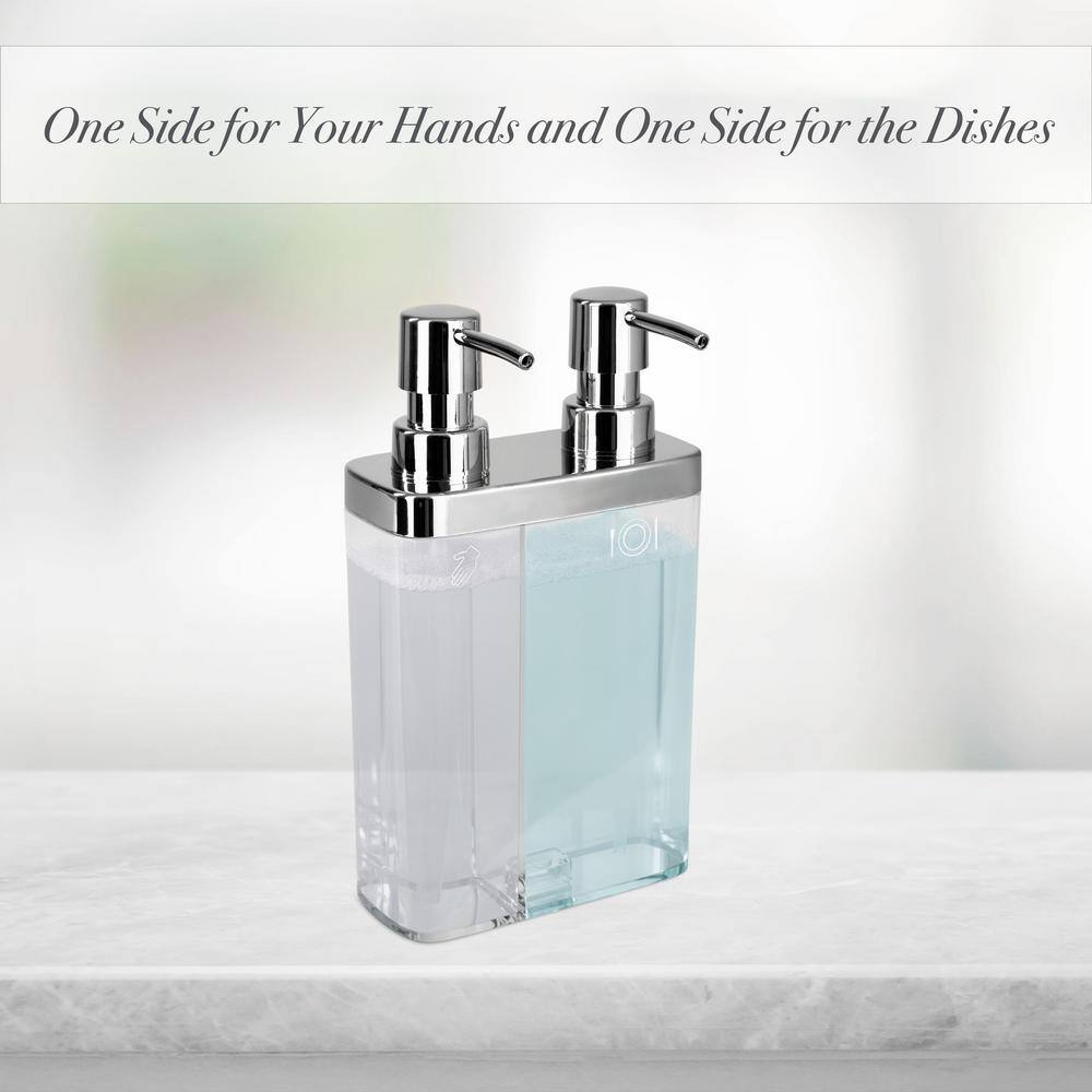 Clear Dual Pump Soap and Lotion Dispenser with Chrome Accents