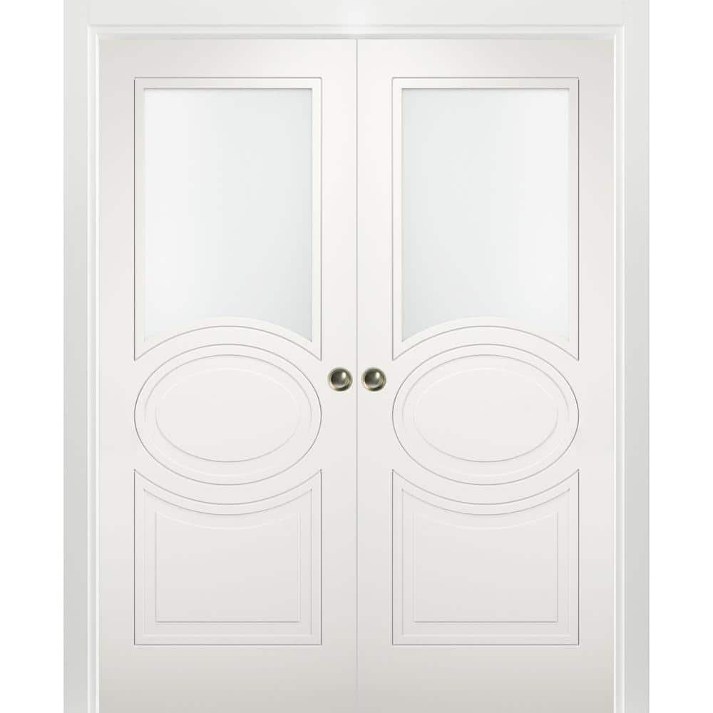 VDOMDOORS 7012 84 in. x 80 in. White Finished MDF Sliding Door with ...