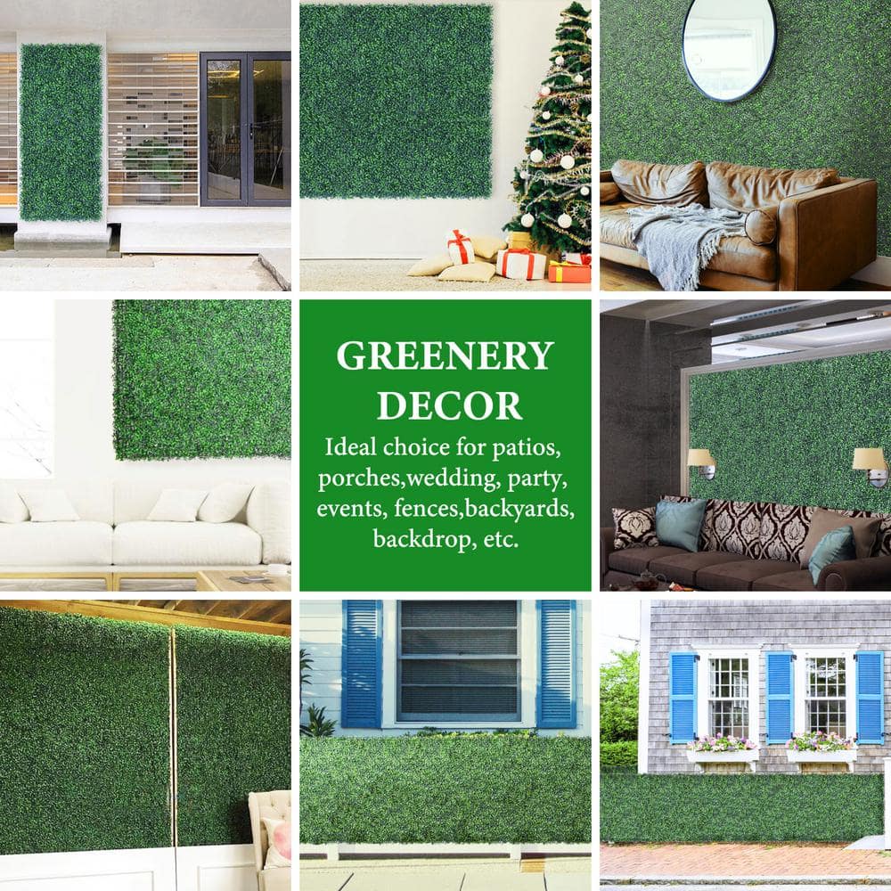 10" x 10" Artificial Boxwood Greenery Panels for Indoor and Outdoor Decor
