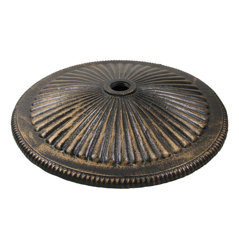 Bronze 50-lb Cast Iron Umbrella Base with Adjustable Stem