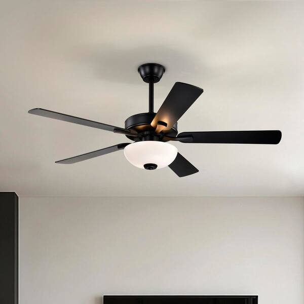 Edvivi 52 in. Matte Black 5-Blade Integrated LED 6-Speed Indoor Ceiling Fan with Light Kit and Remote Control