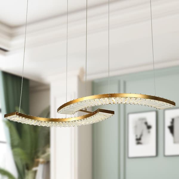 LNC MoaningMurtle 1-Light Dimmable Integrated LED Plating Brass Crystal Chandelier for Dining Room