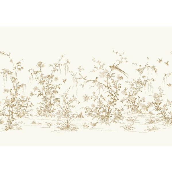 Ronald Redding White Flowering Vine Chino Mural Unpasted Paper Matte Mural  25.25 in. x 10.2 ft.